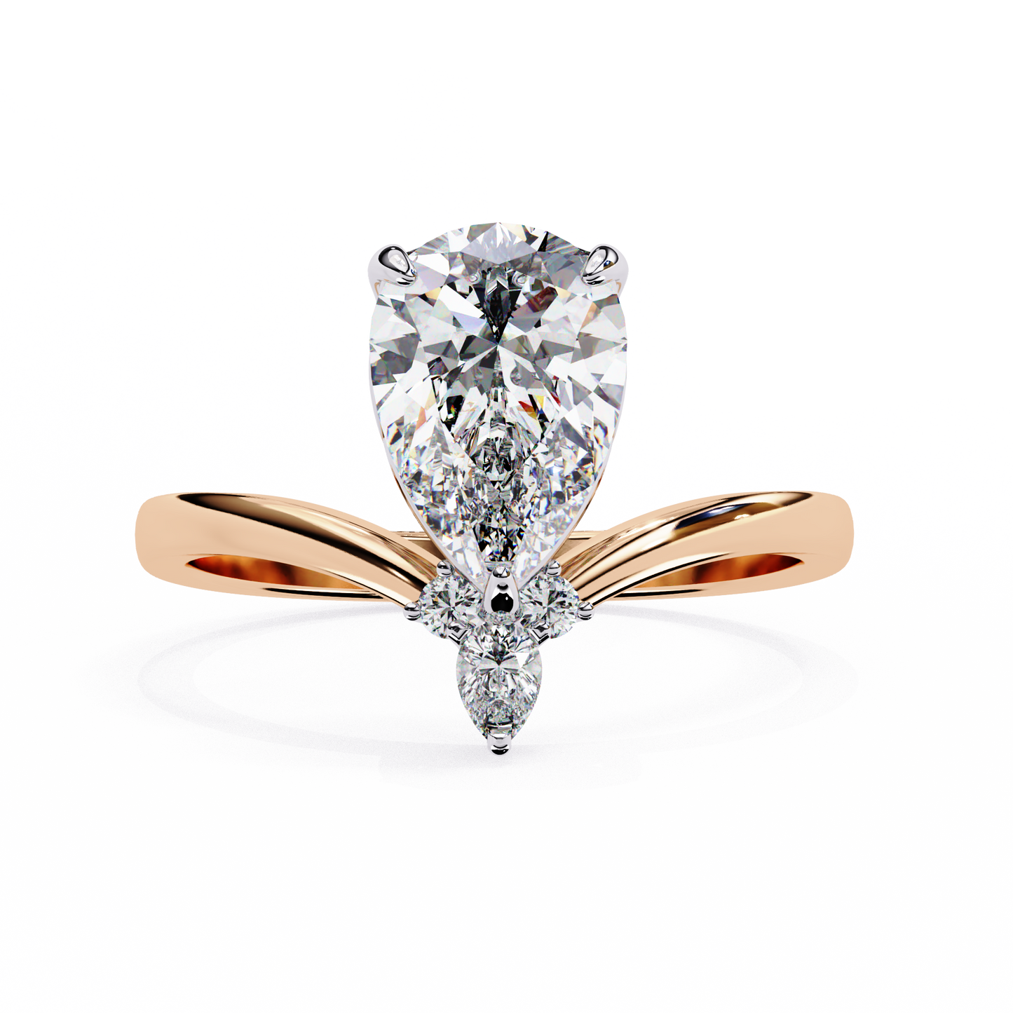 aurora grace pear lab grown diamond ring