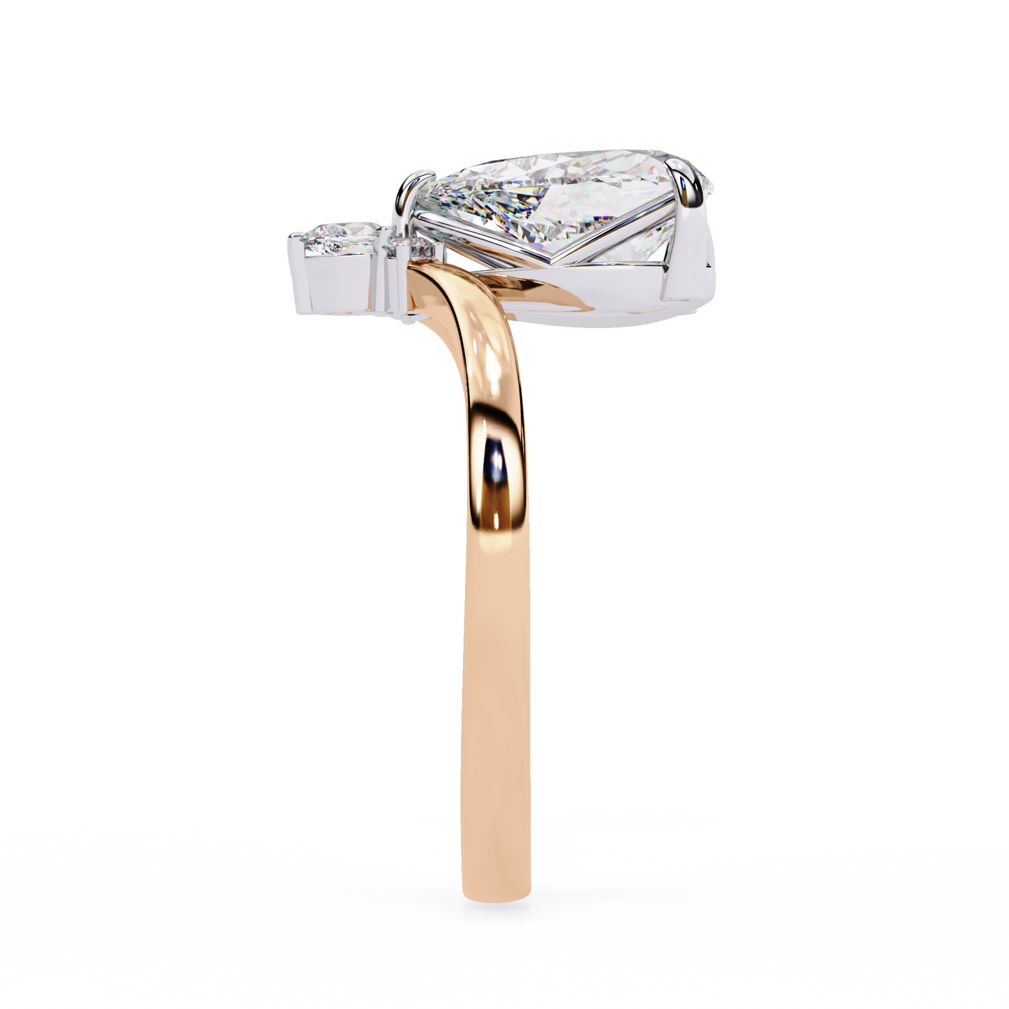 aurora grace pear lab grown diamond ring