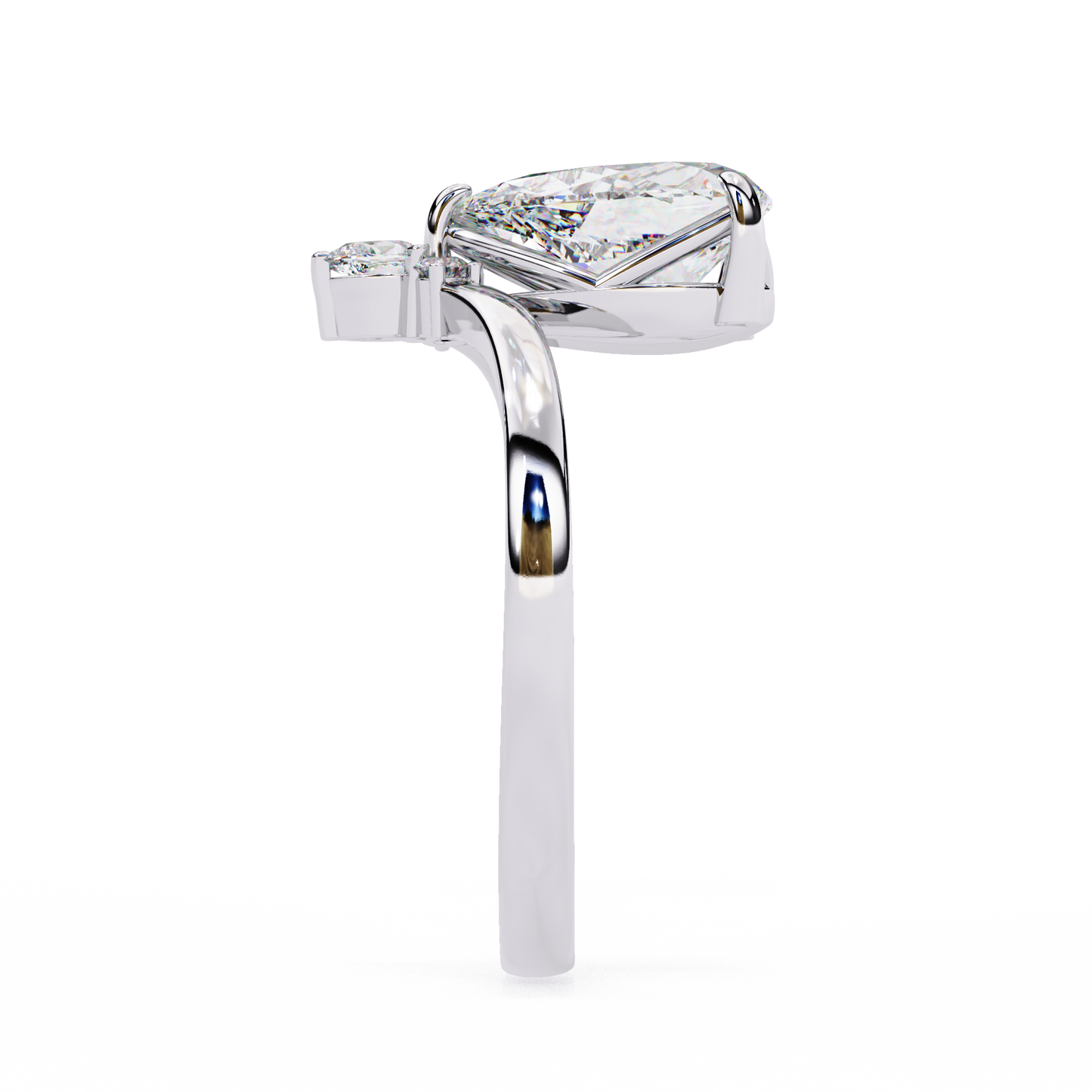 aurora grace pear lab grown diamond ring