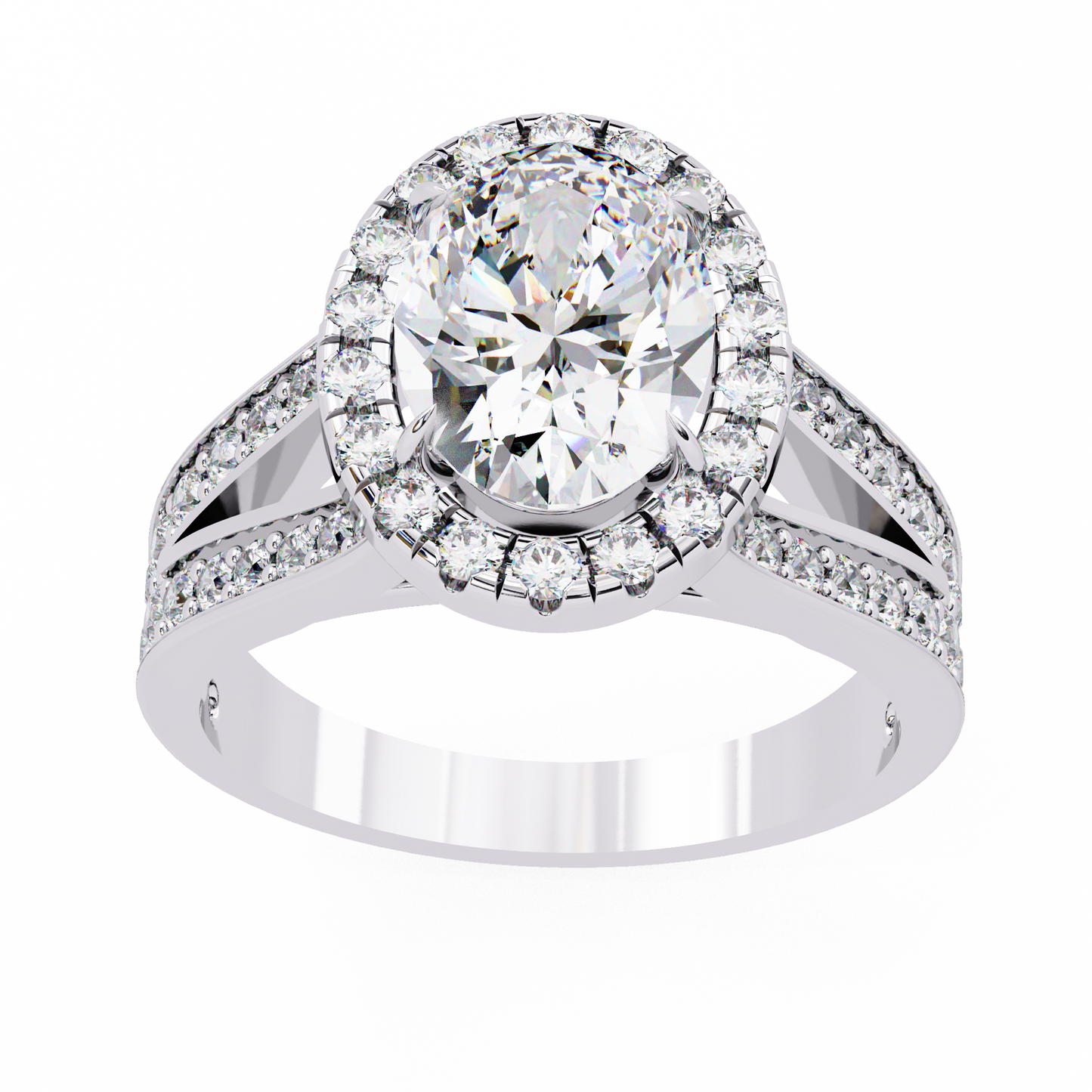 grandeur halo oval lab grown diamond ring