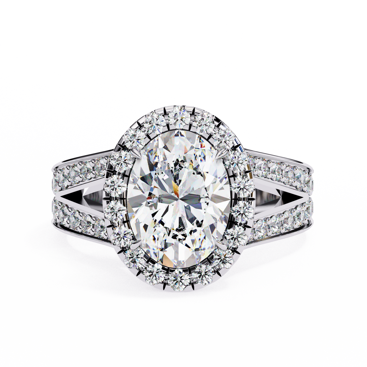 grandeur halo oval lab grown diamond ring
