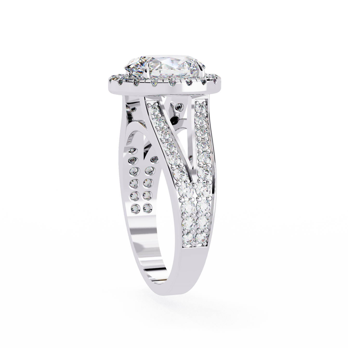 grandeur halo oval lab grown diamond ring