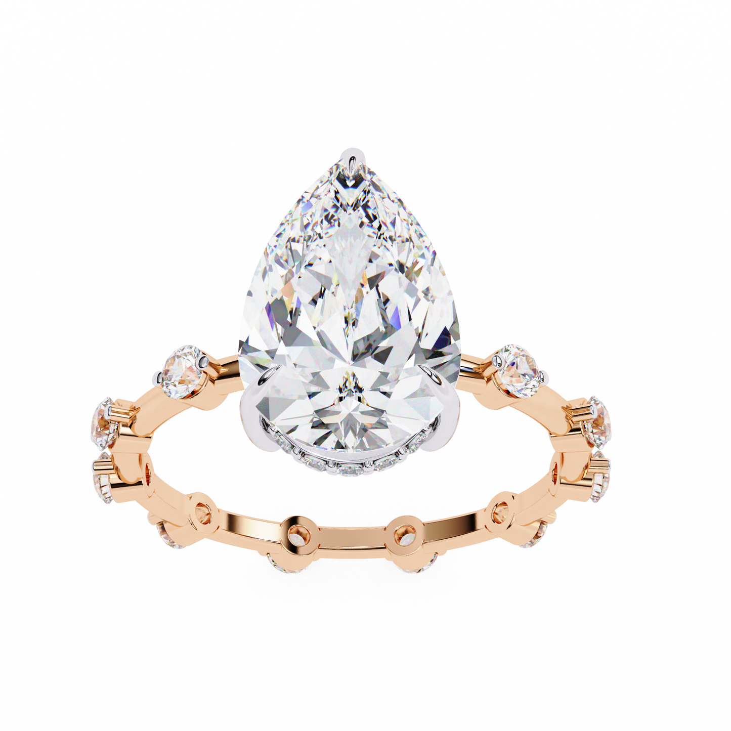 celestial crown pear lab grown diamond ring