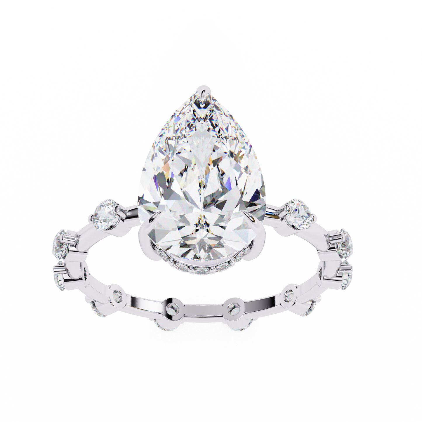 celestial crown pear lab grown diamond ring