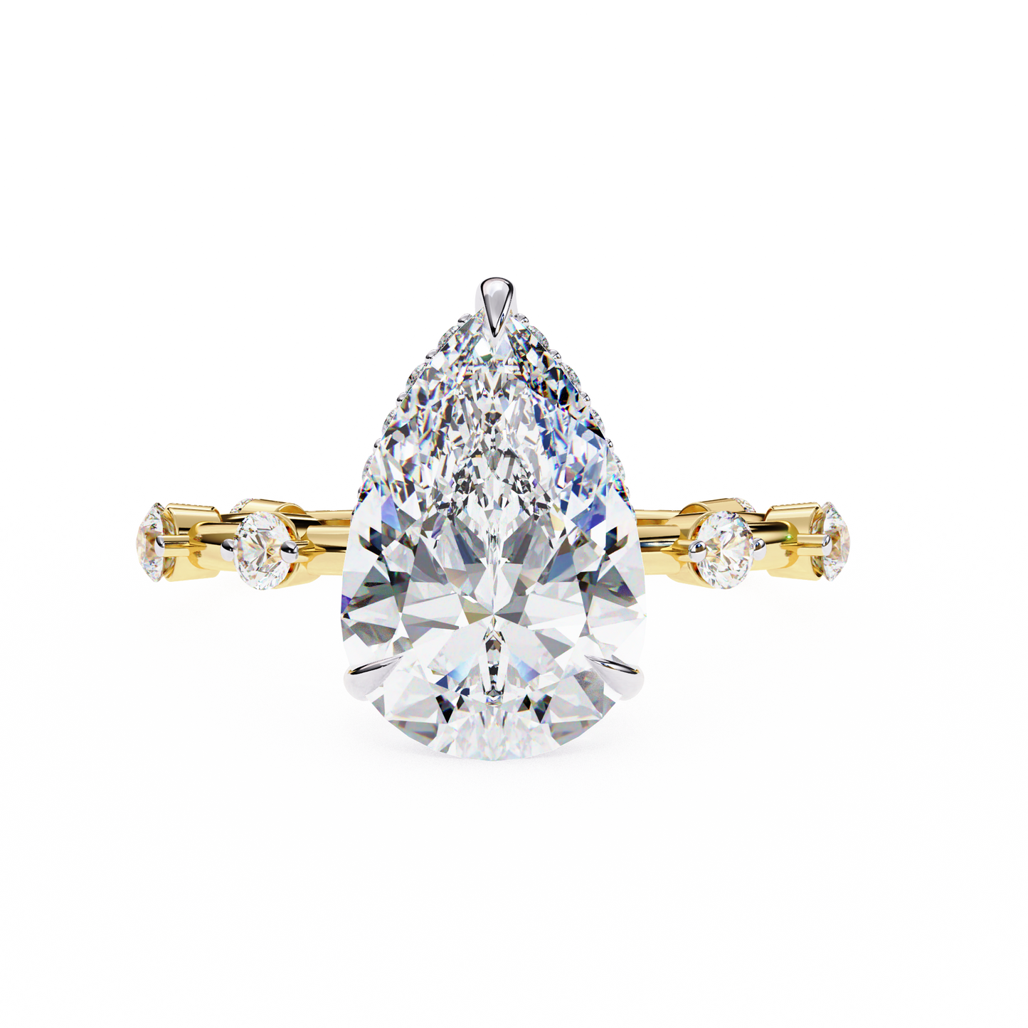 celestial crown pear lab grown diamond ring