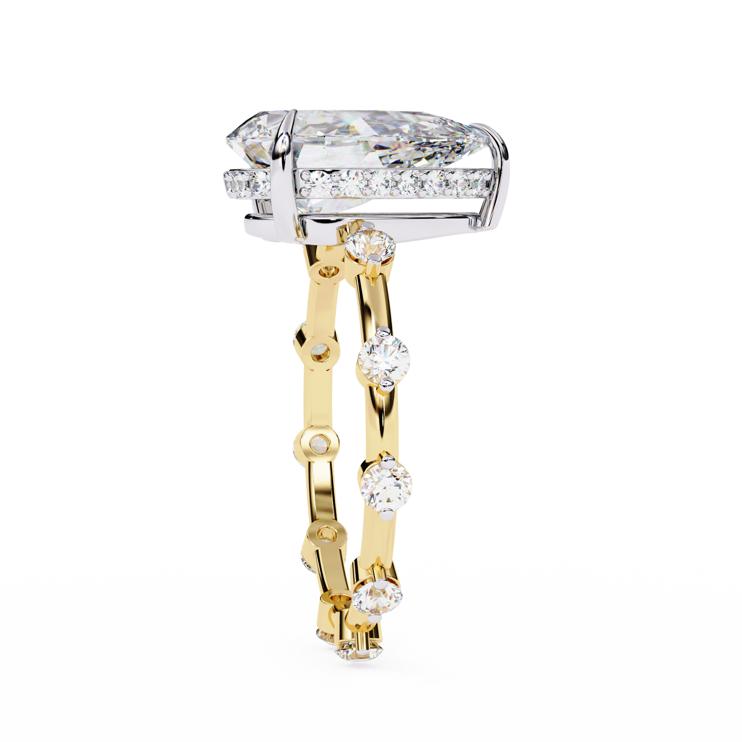 celestial crown pear lab grown diamond ring