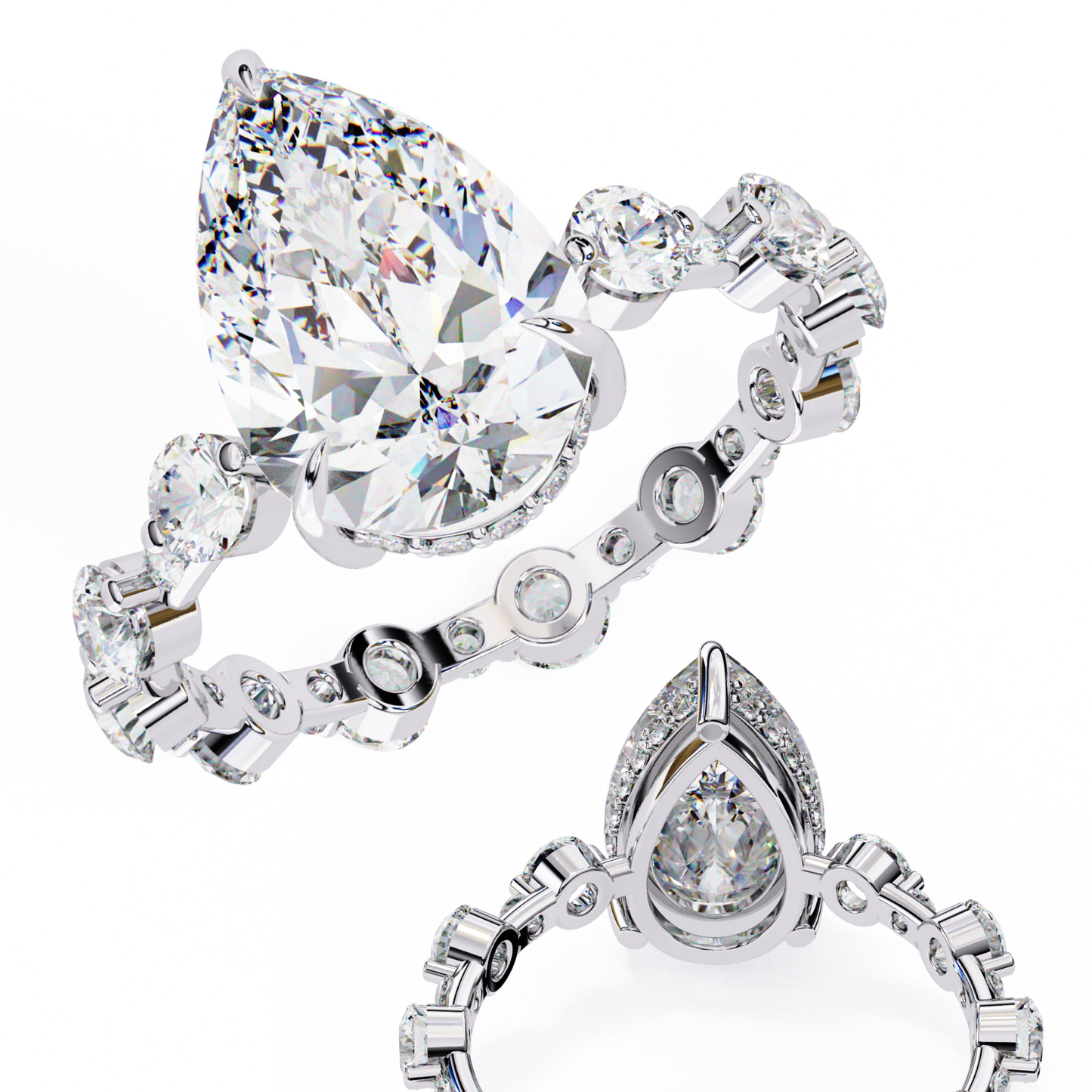 starlit pear lab grown diamond ring