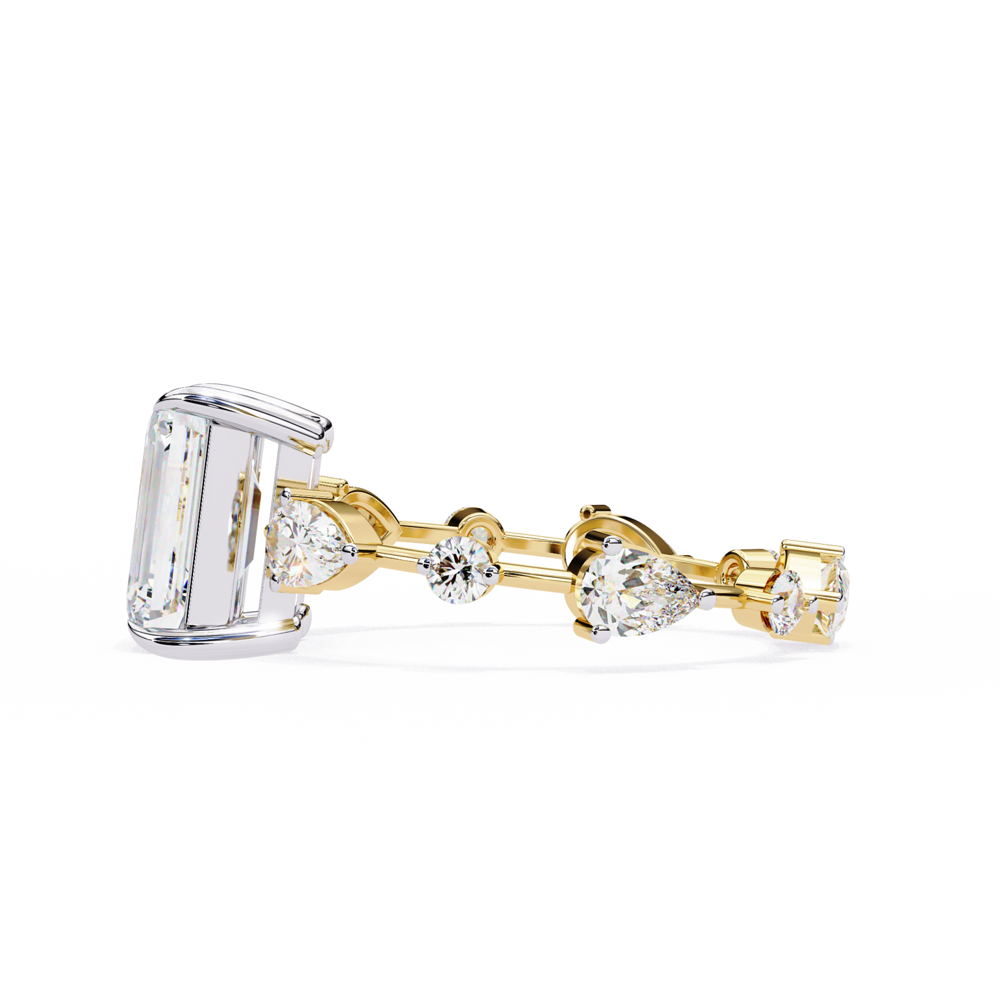 gala emerald pear lab grown diamond ring
