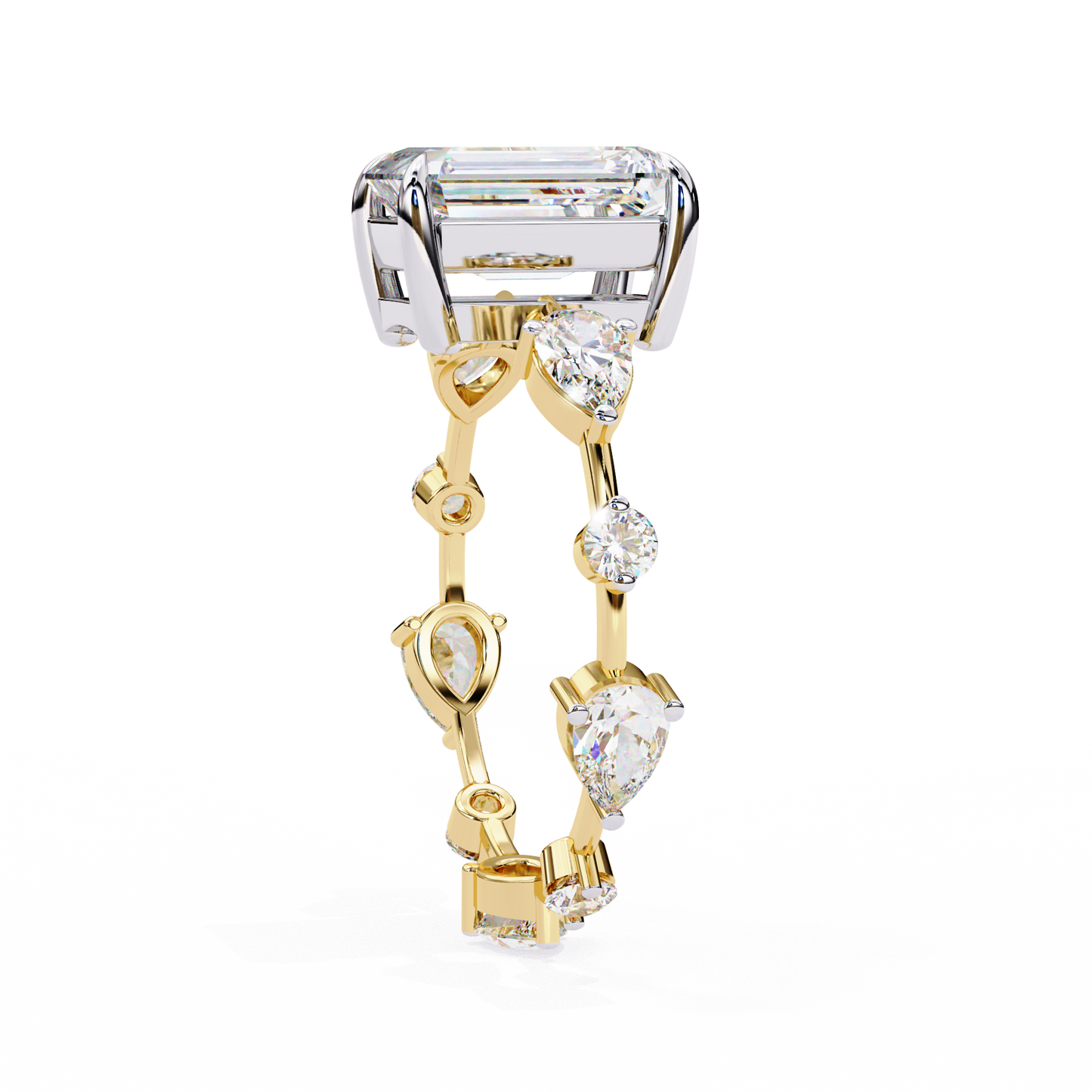 gala emerald pear lab grown diamond ring