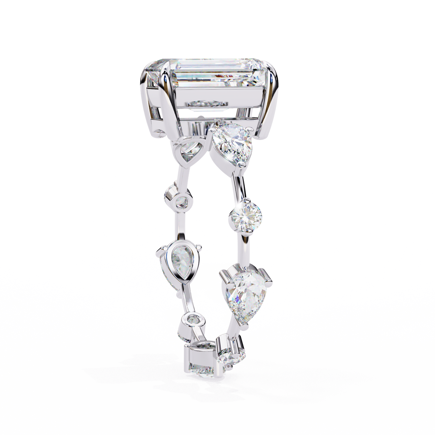 gala emerald pear lab grown diamond ring