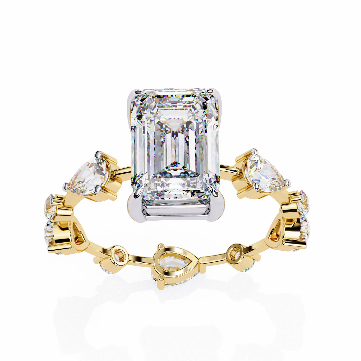 gala emerald pear lab grown diamond ring