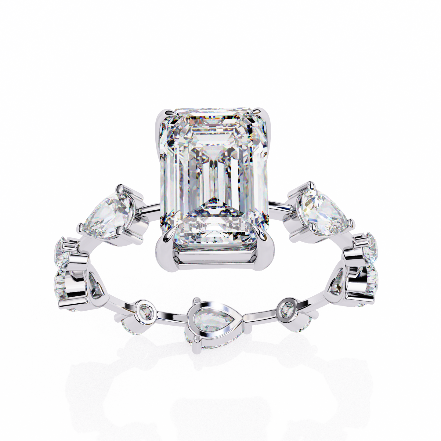 gala emerald pear lab grown diamond ring
