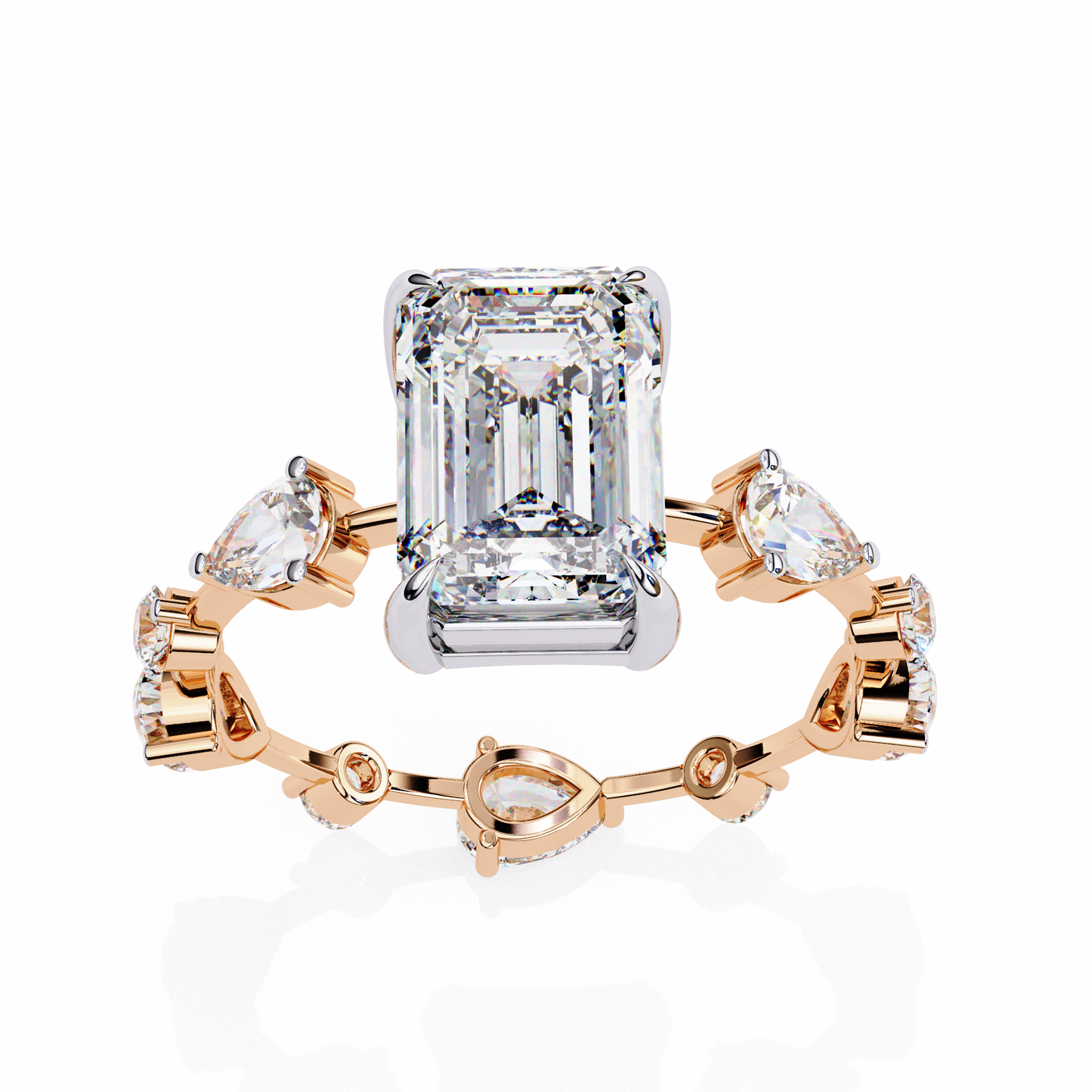 gala emerald pear lab grown diamond ring