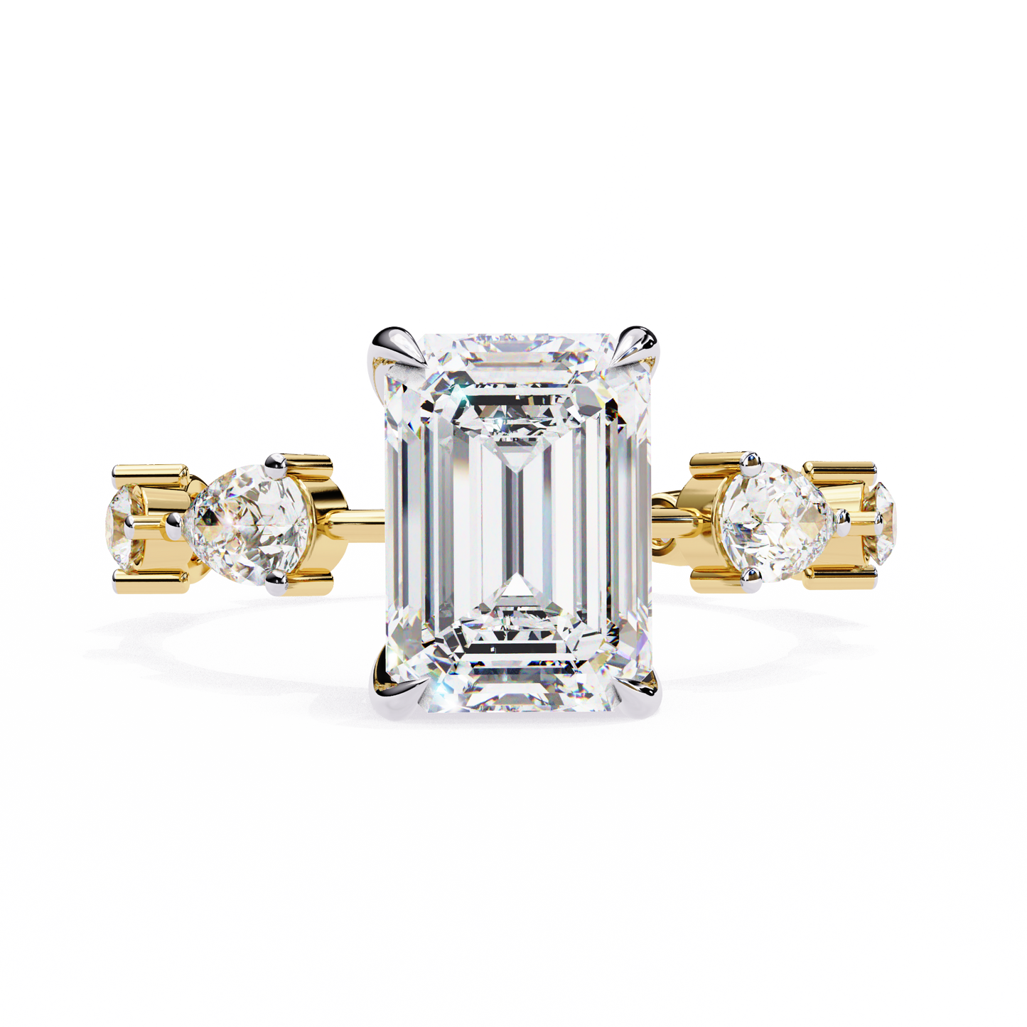 gala emerald pear lab grown diamond ring