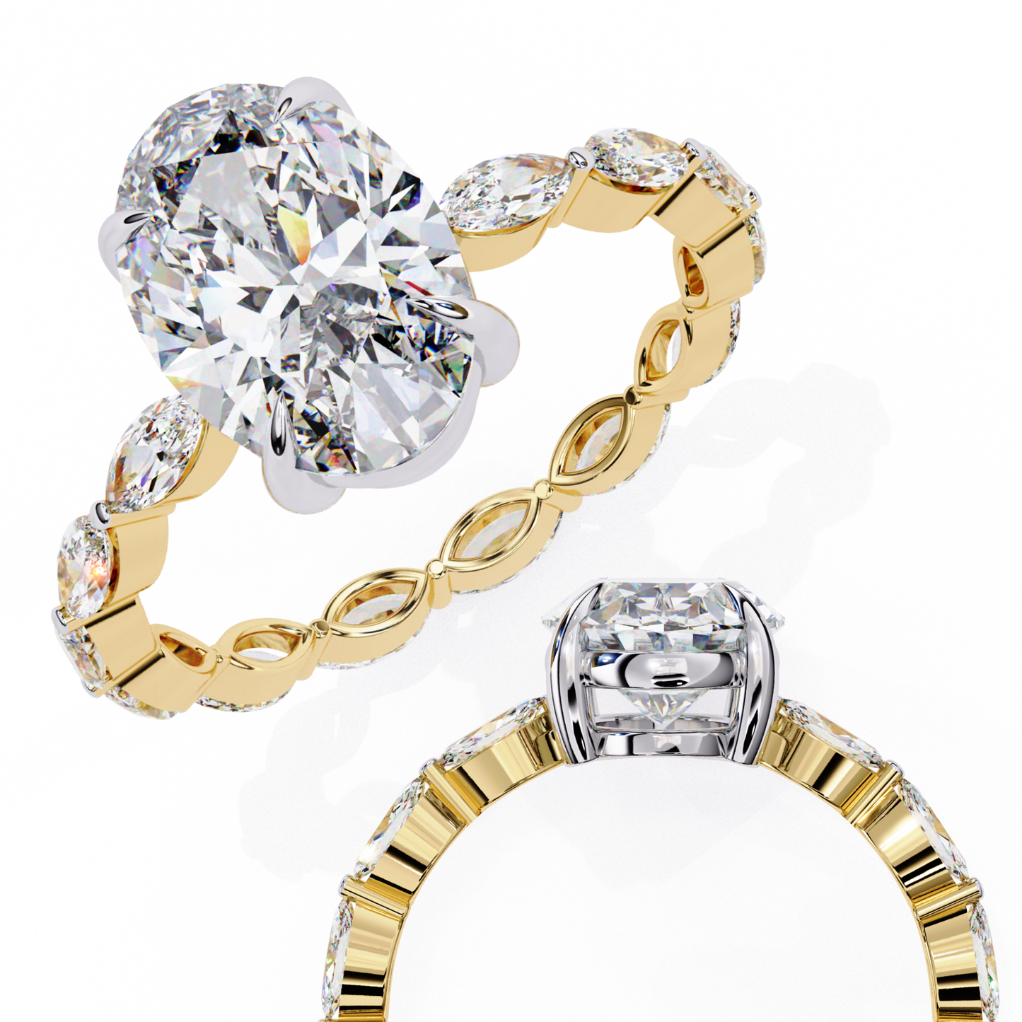 elysian marquise oval lab grown diamond ring