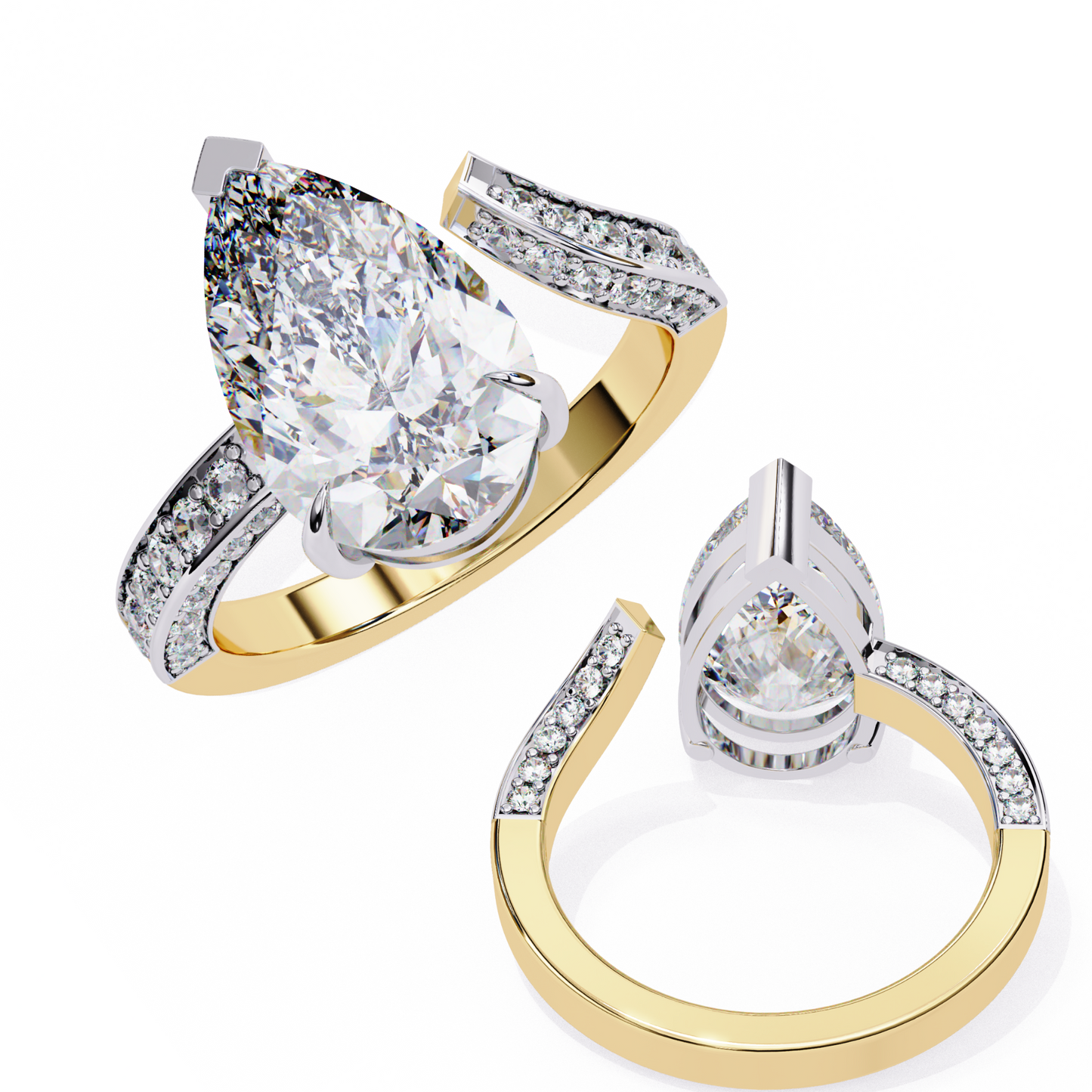splendor crest pear lab grown diamond ring