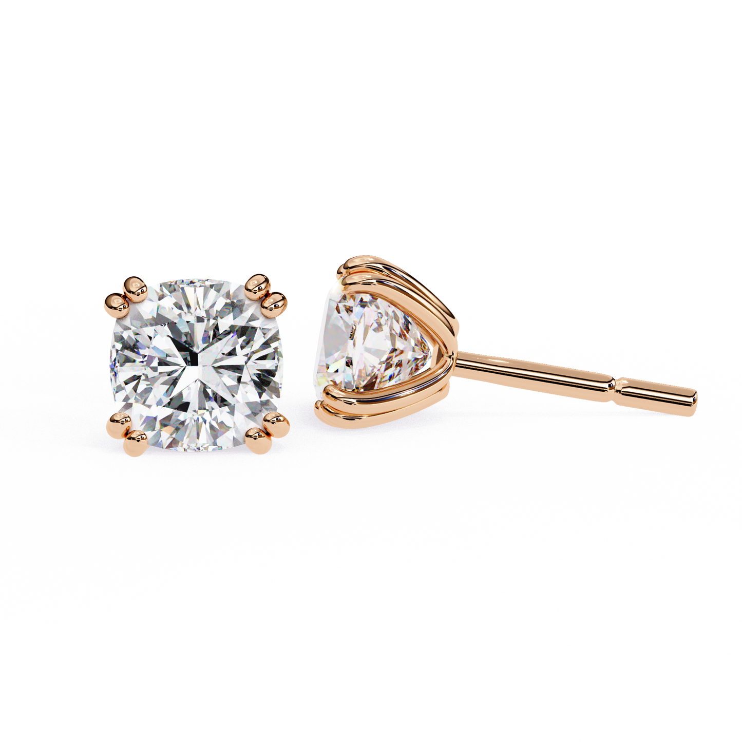blush trillion lab grown diamond studs