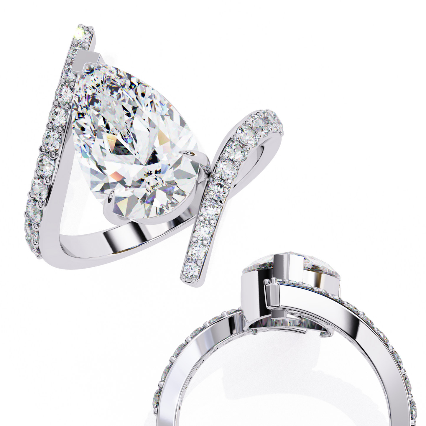 aurora muse pear lab grown diamond ring