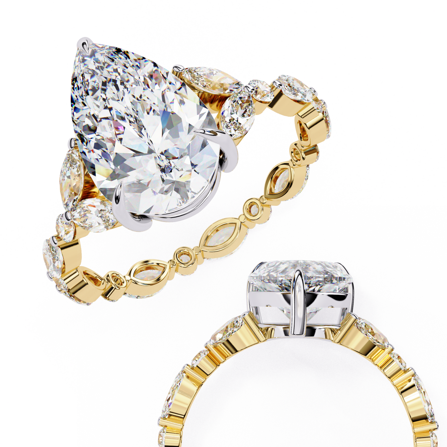marquise muse pear lab grown diamond ring