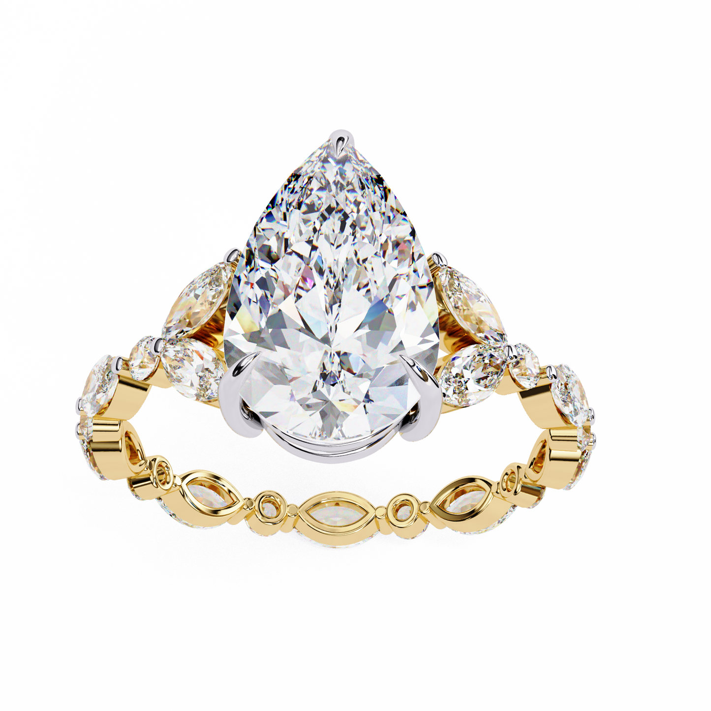 marquise muse pear lab grown diamond ring