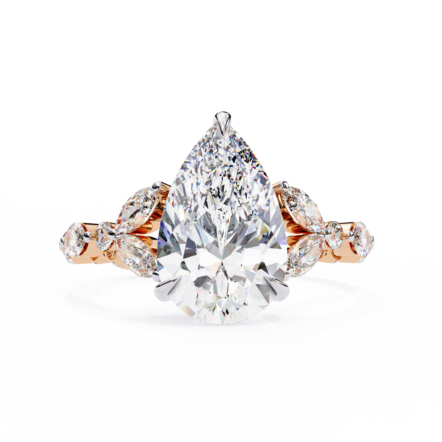 marquise muse pear lab grown diamond ring