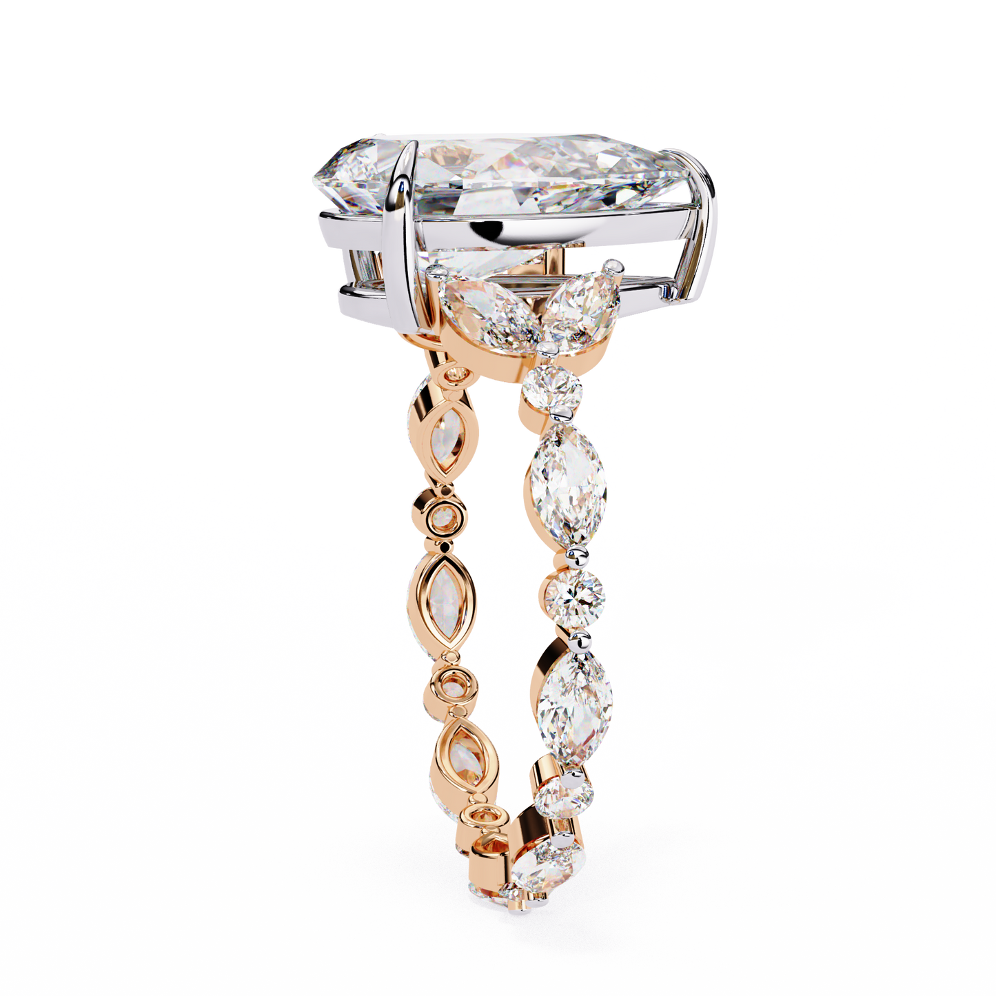 marquise muse pear lab grown diamond ring
