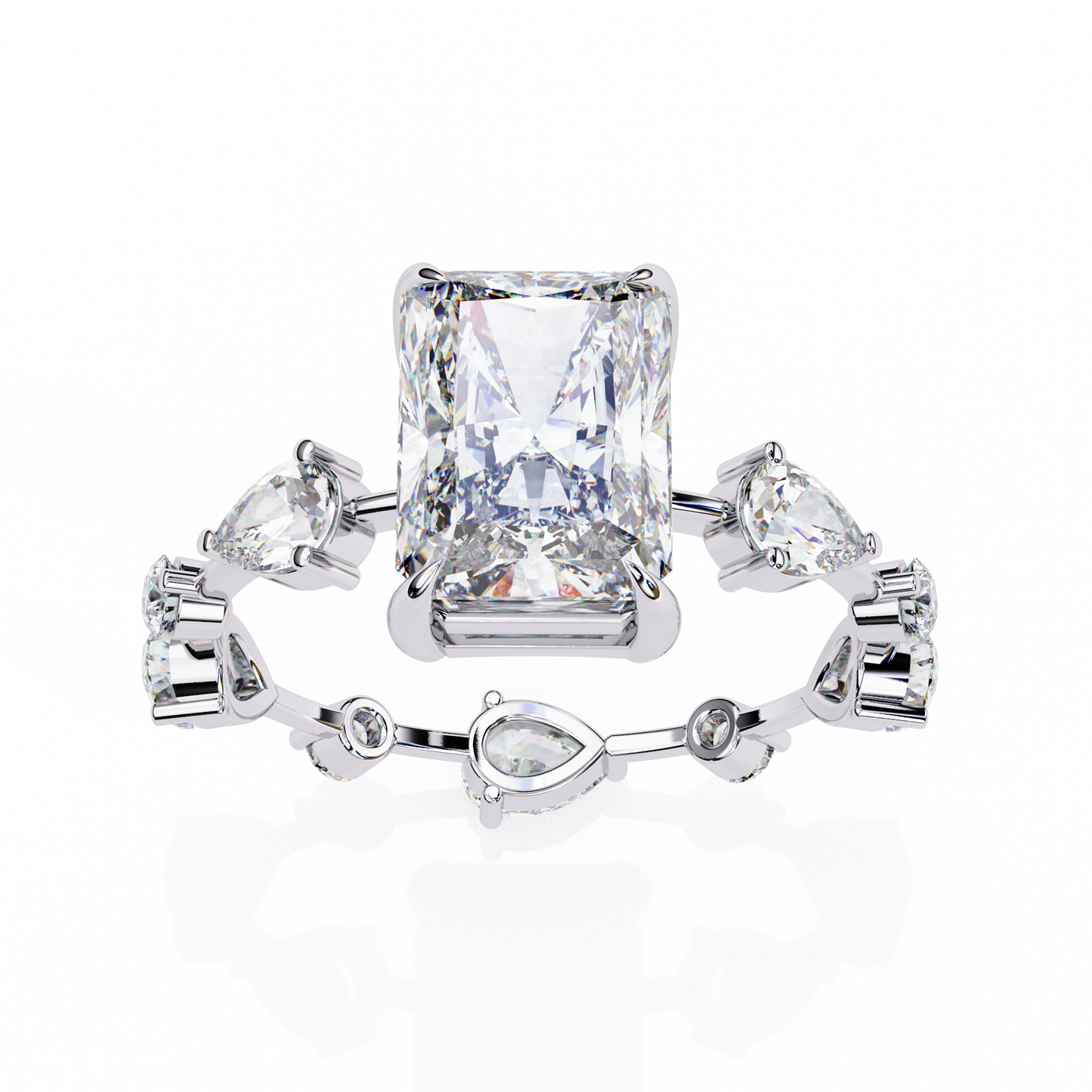 trinity radiant lab grown diamond ring