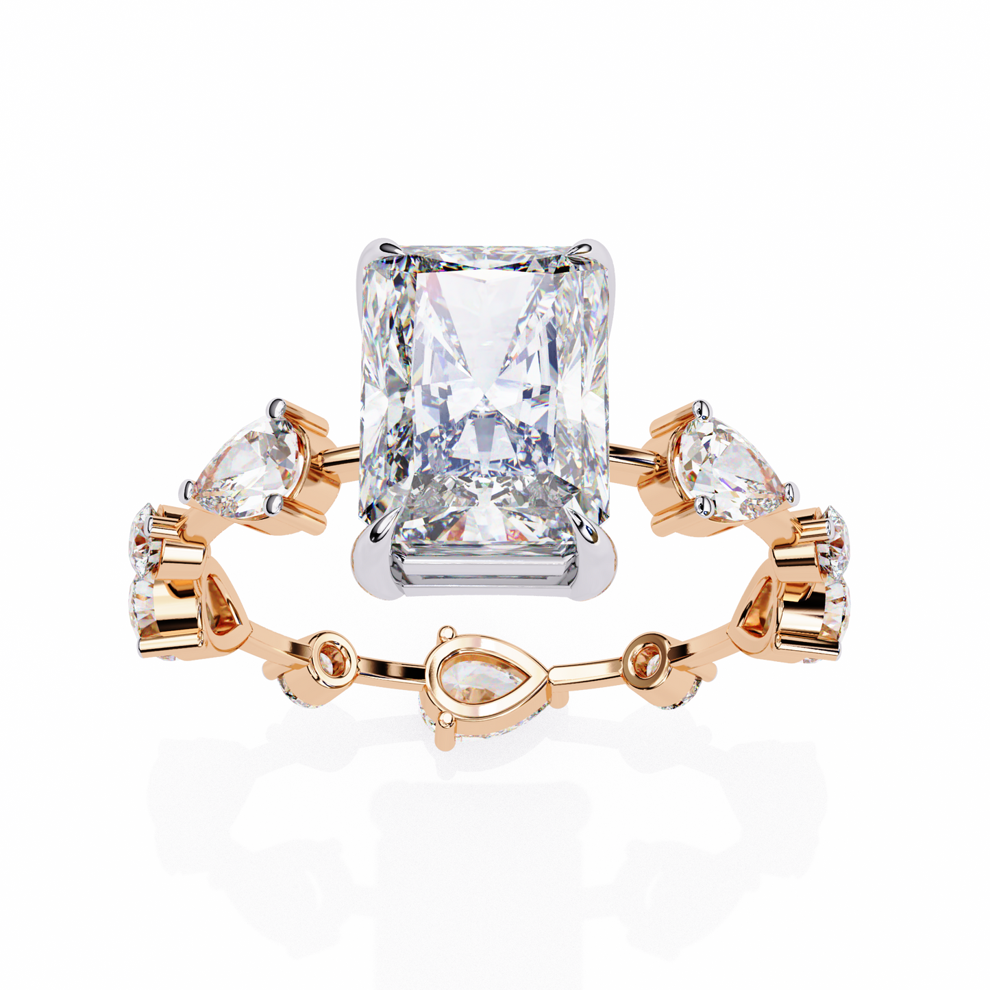trinity radiant lab grown diamond ring
