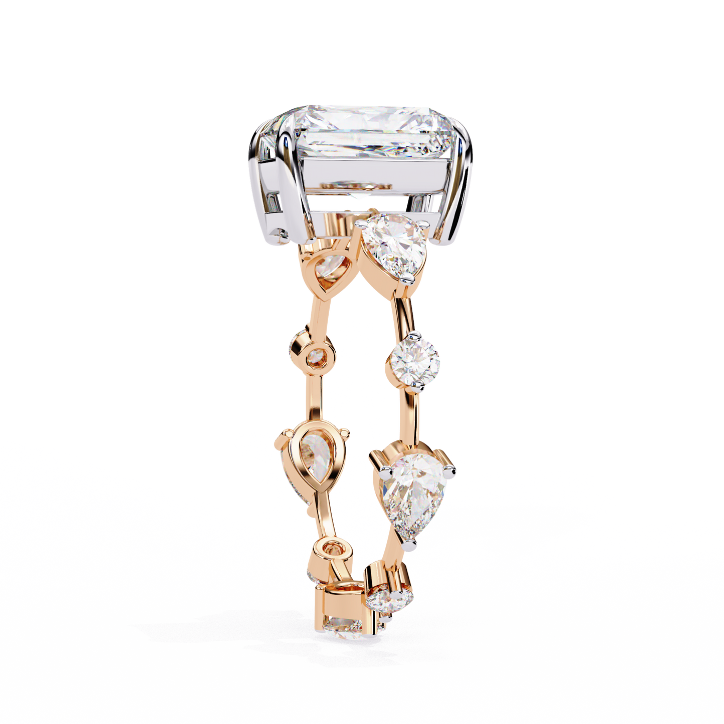 trinity radiant lab grown diamond ring