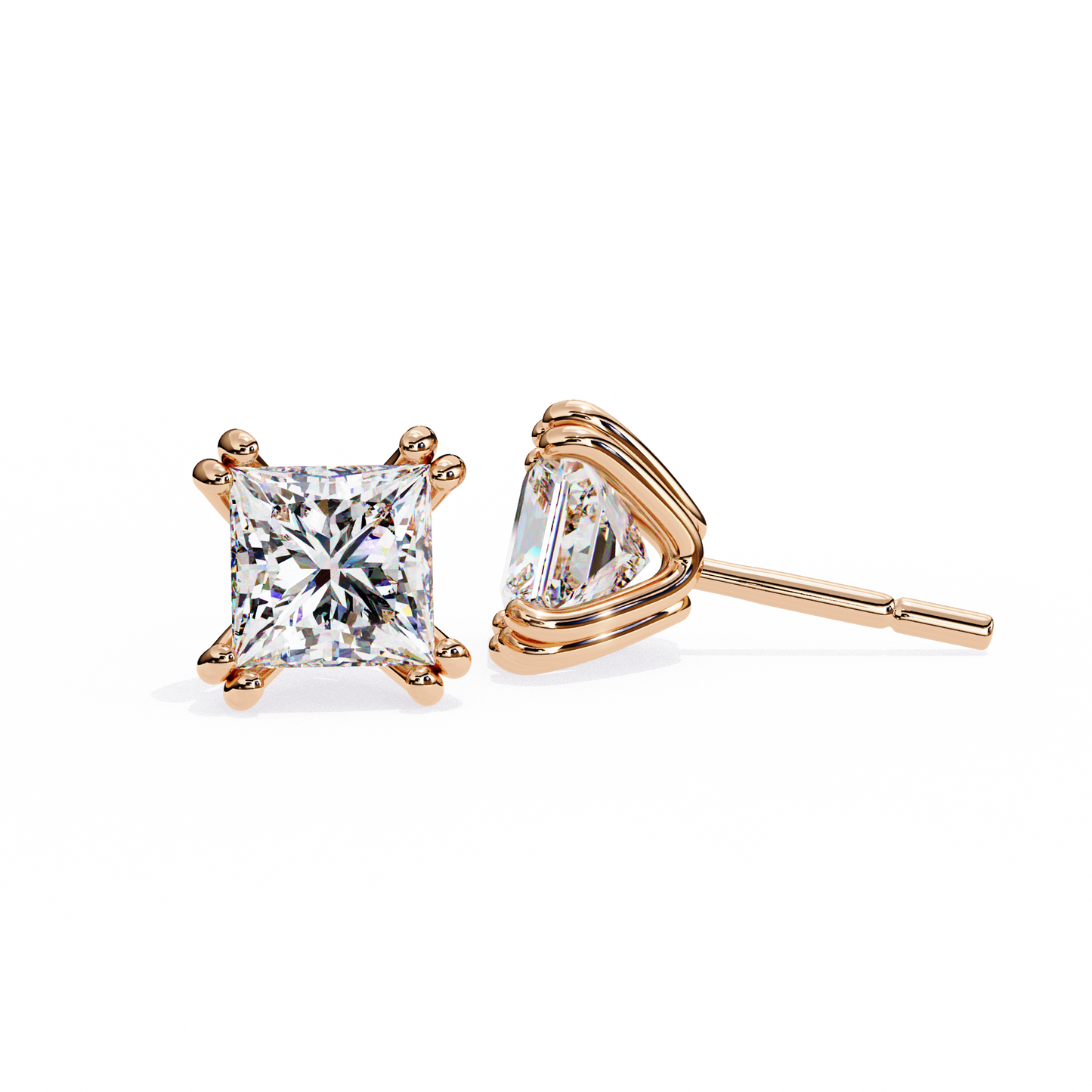 blush round lab grown diamond studs