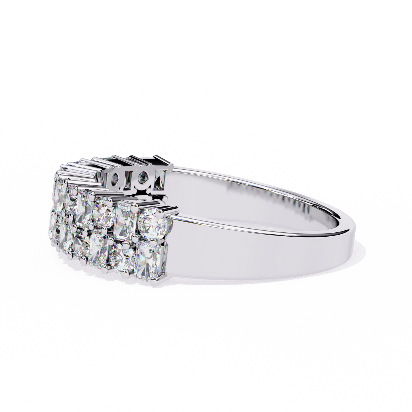 radiant double row lab grown diamond ring