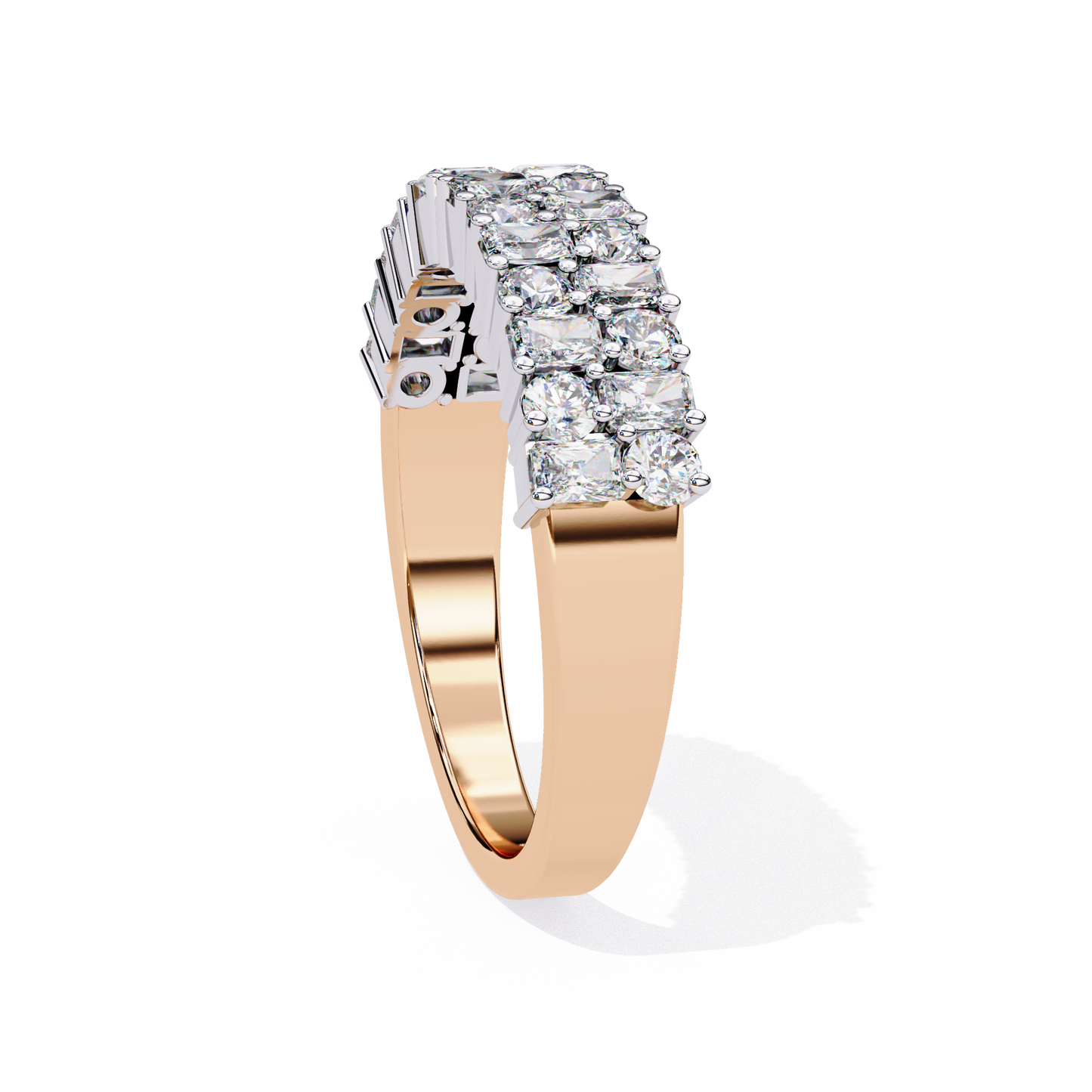 radiant double row lab grown diamond ring