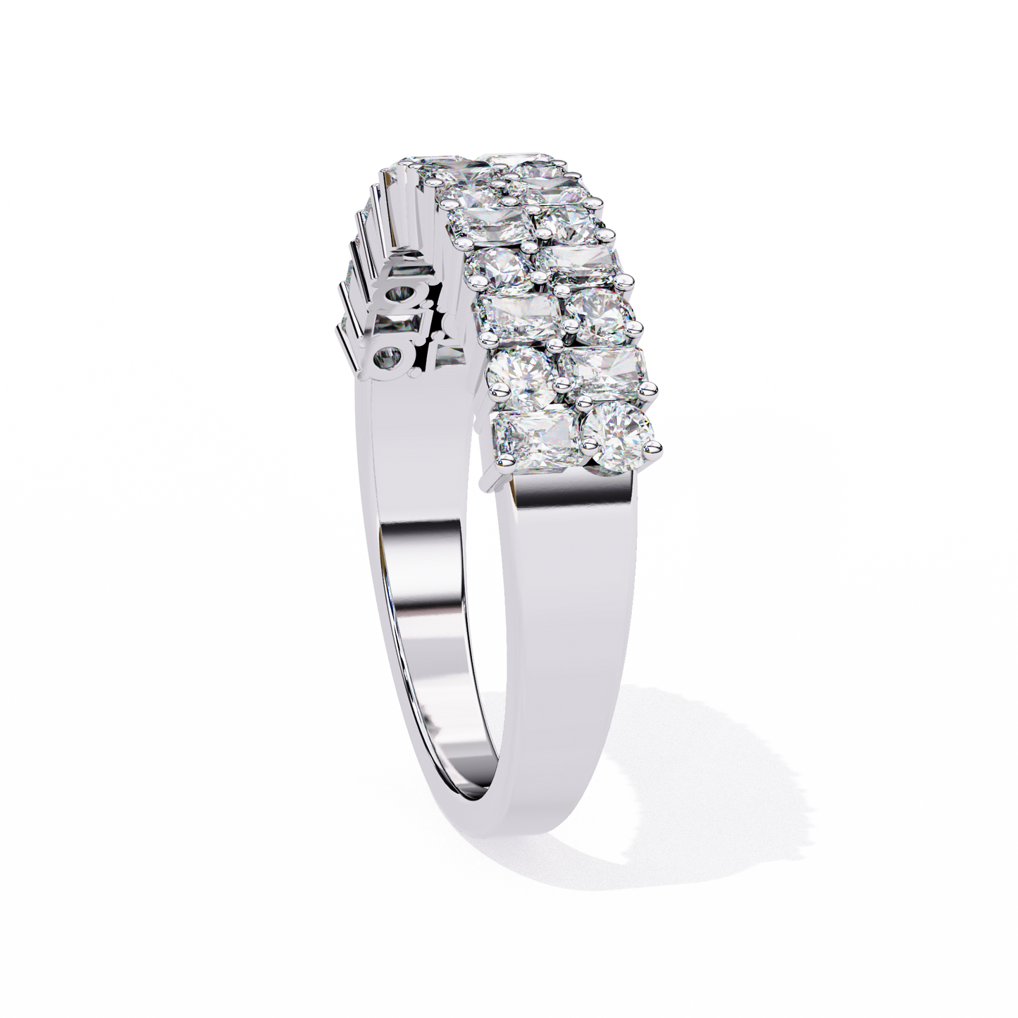 radiant double row lab grown diamond ring