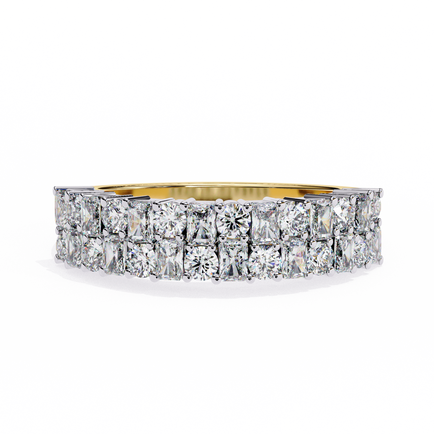 radiant double row lab grown diamond ring