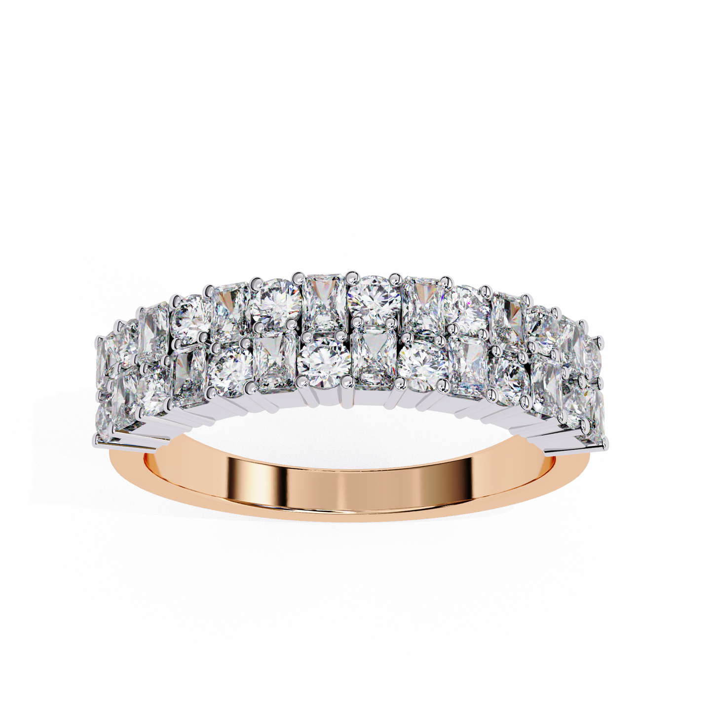 radiant double row lab grown diamond ring