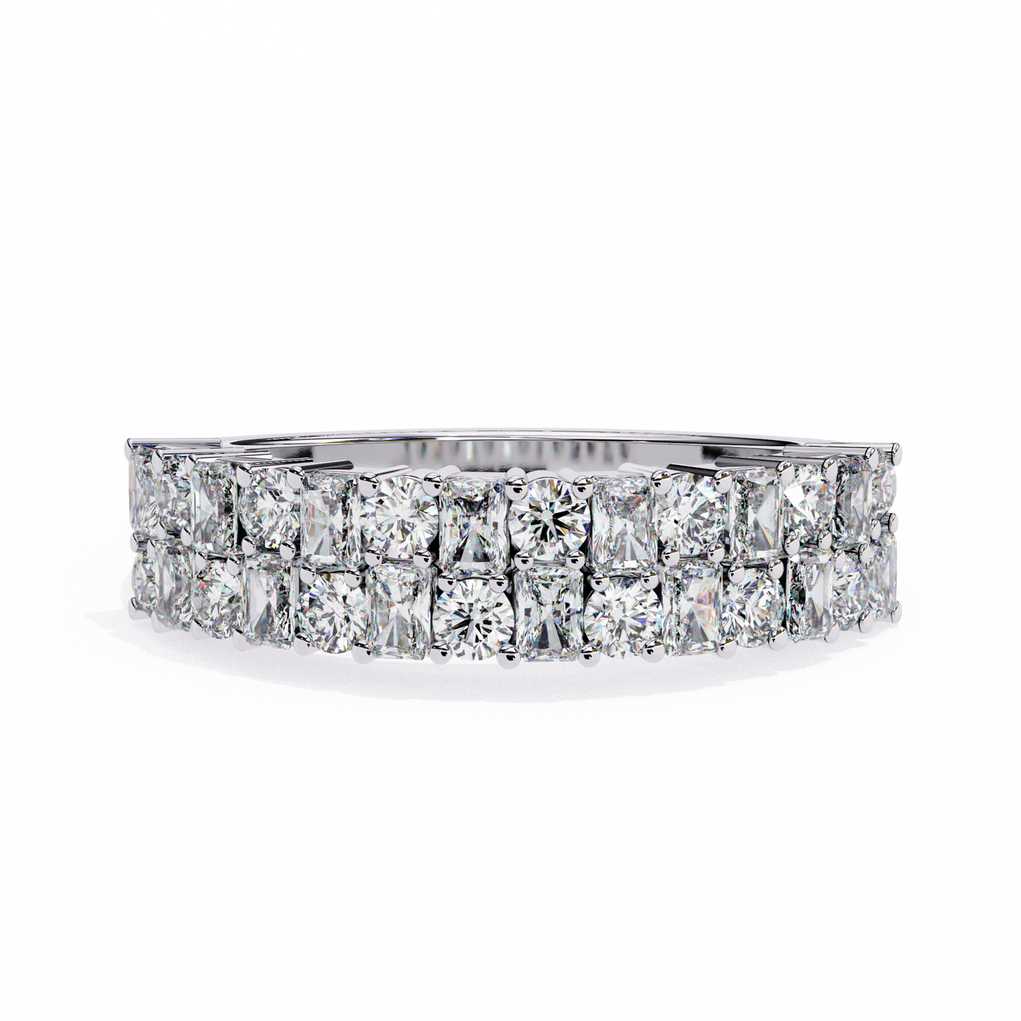 radiant double row lab grown diamond ring
