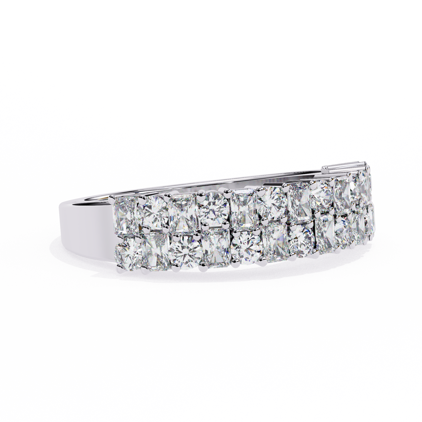 radiant double row lab grown diamond ring