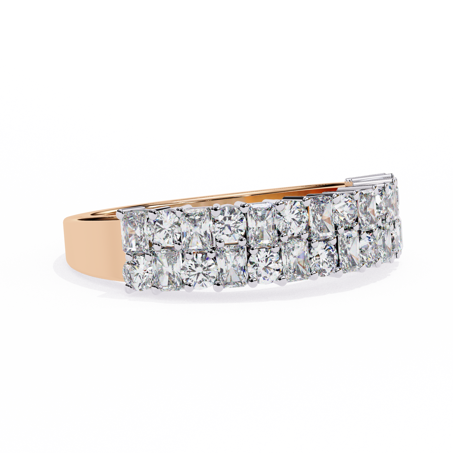 radiant double row lab grown diamond ring