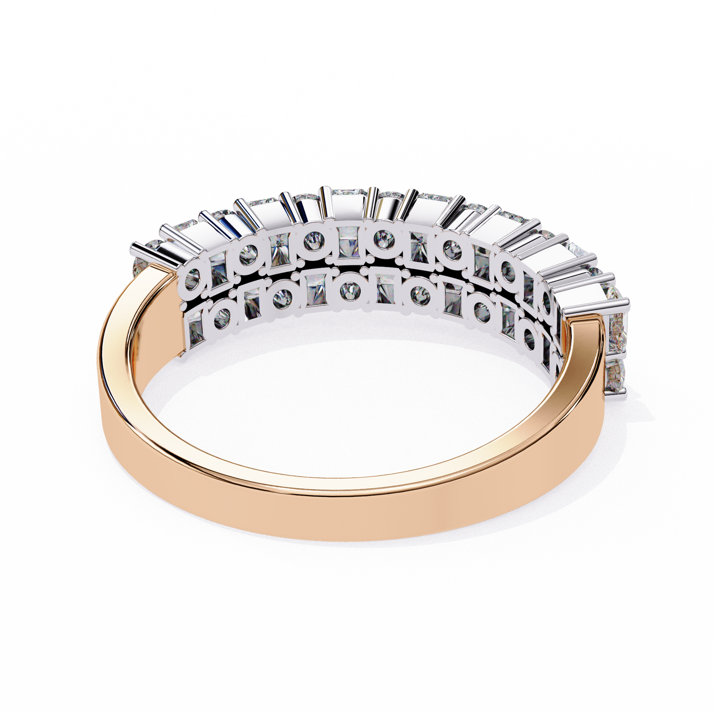radiant double row lab grown diamond ring