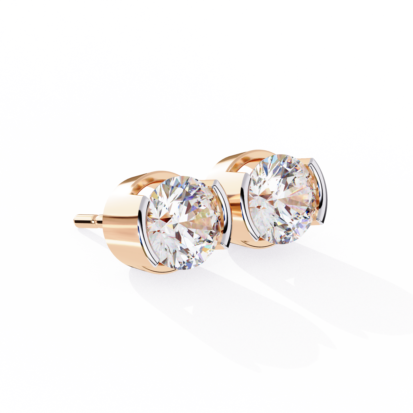 aura modern bezel lab grown diamond studs