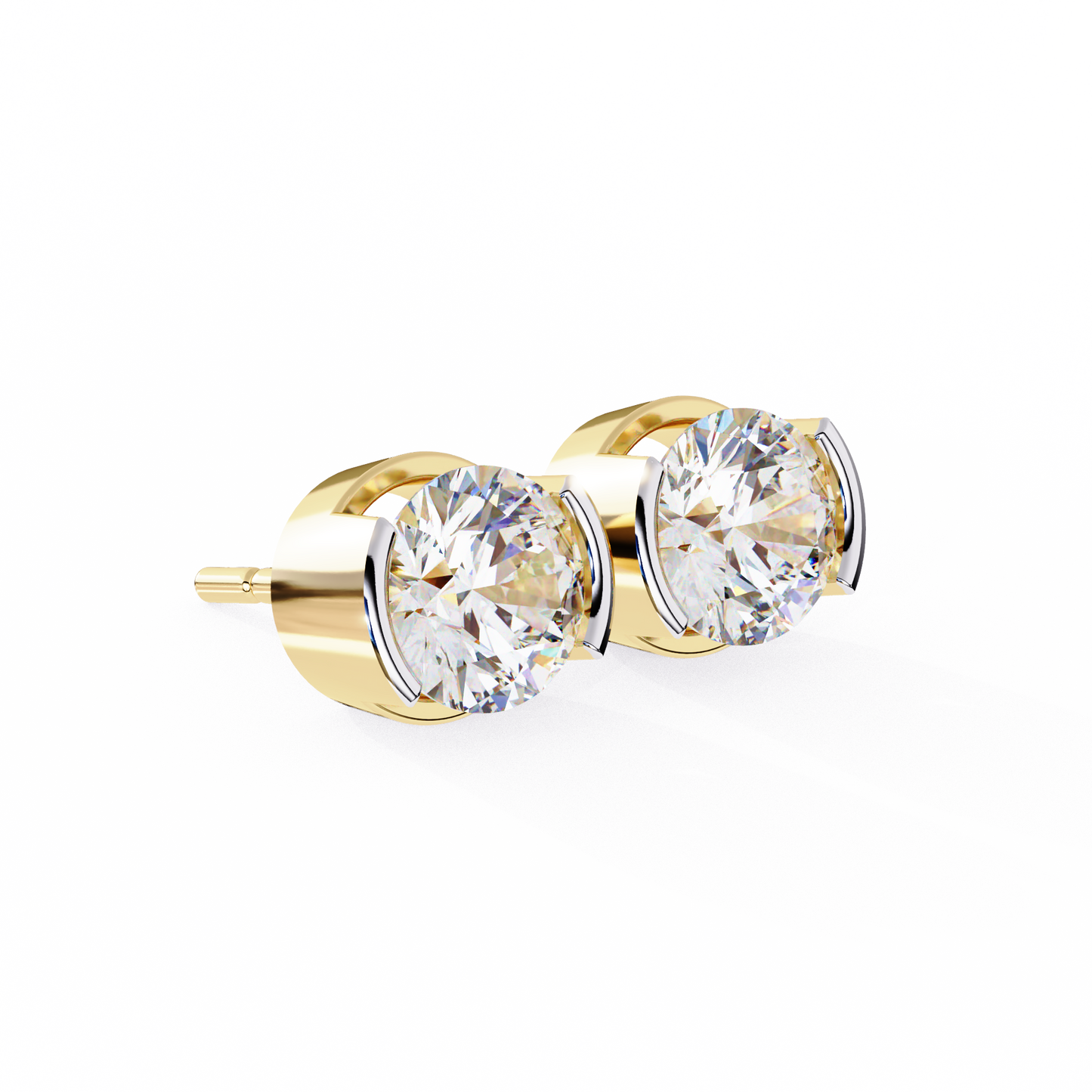 aura modern bezel lab grown diamond studs