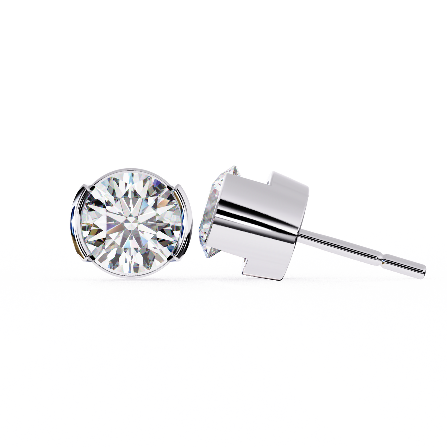 aura modern bezel lab grown diamond studs