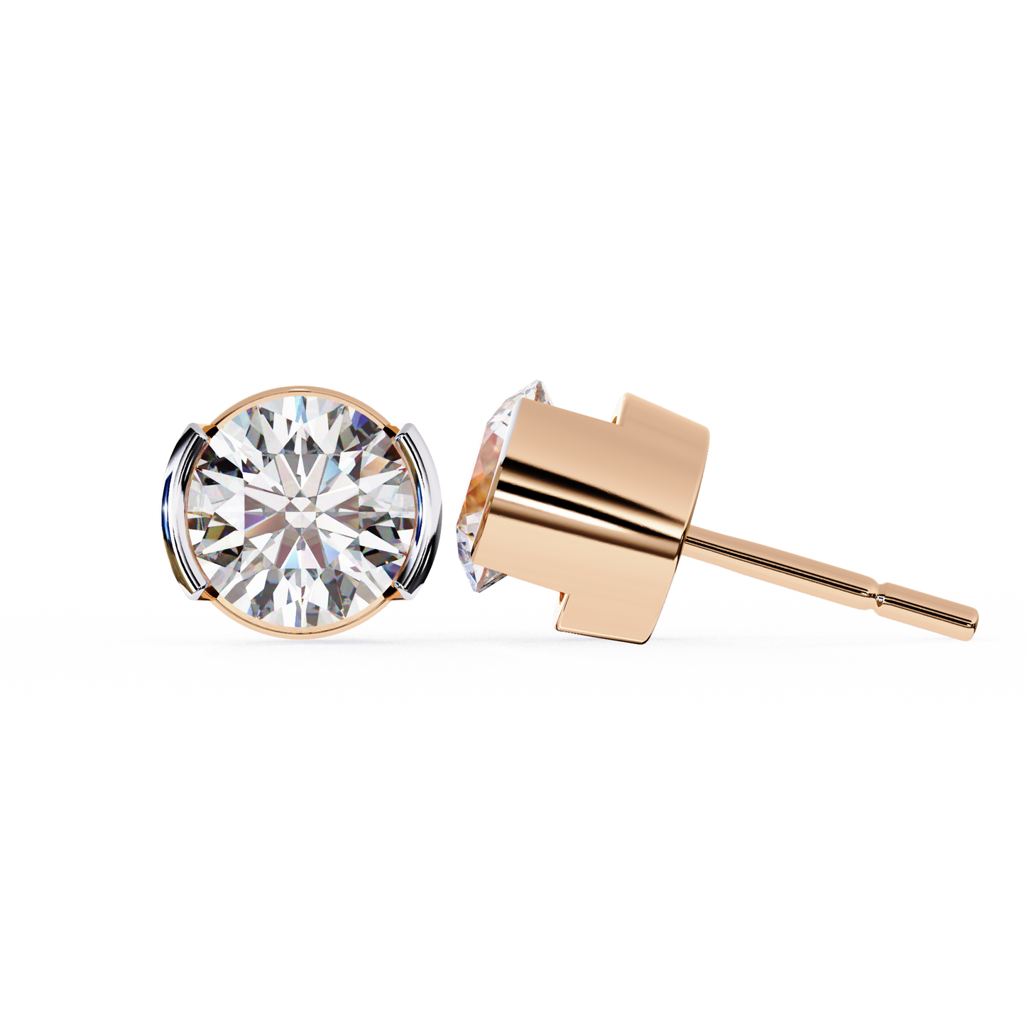 aura modern bezel lab grown diamond studs