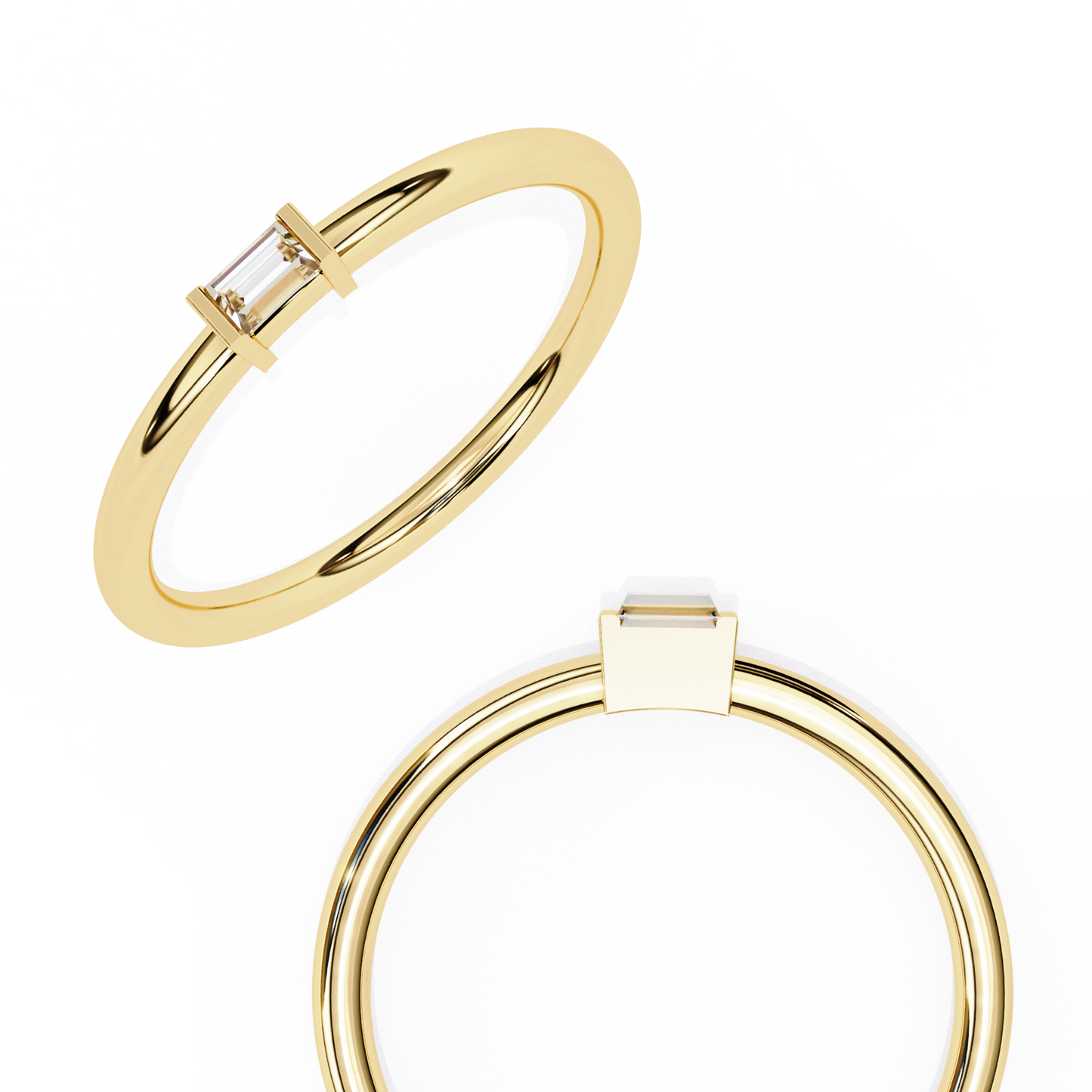 sleek baguette lab grown diamond ring