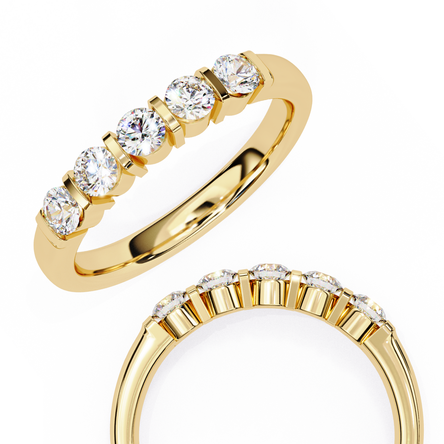 radiant five lab grown diamond band