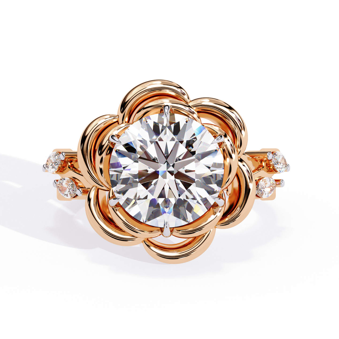 golden bloom lab grown diamond ring