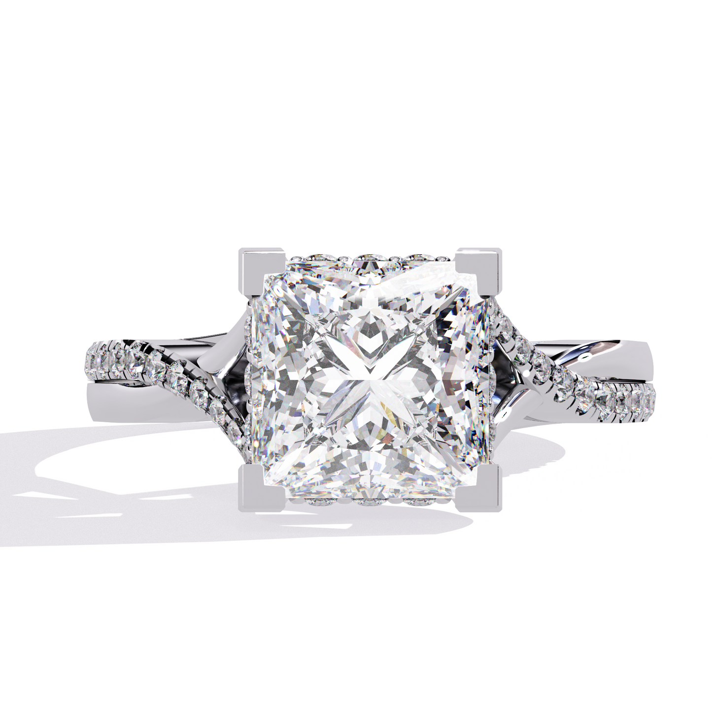 radiant twist lab grown diamond ring