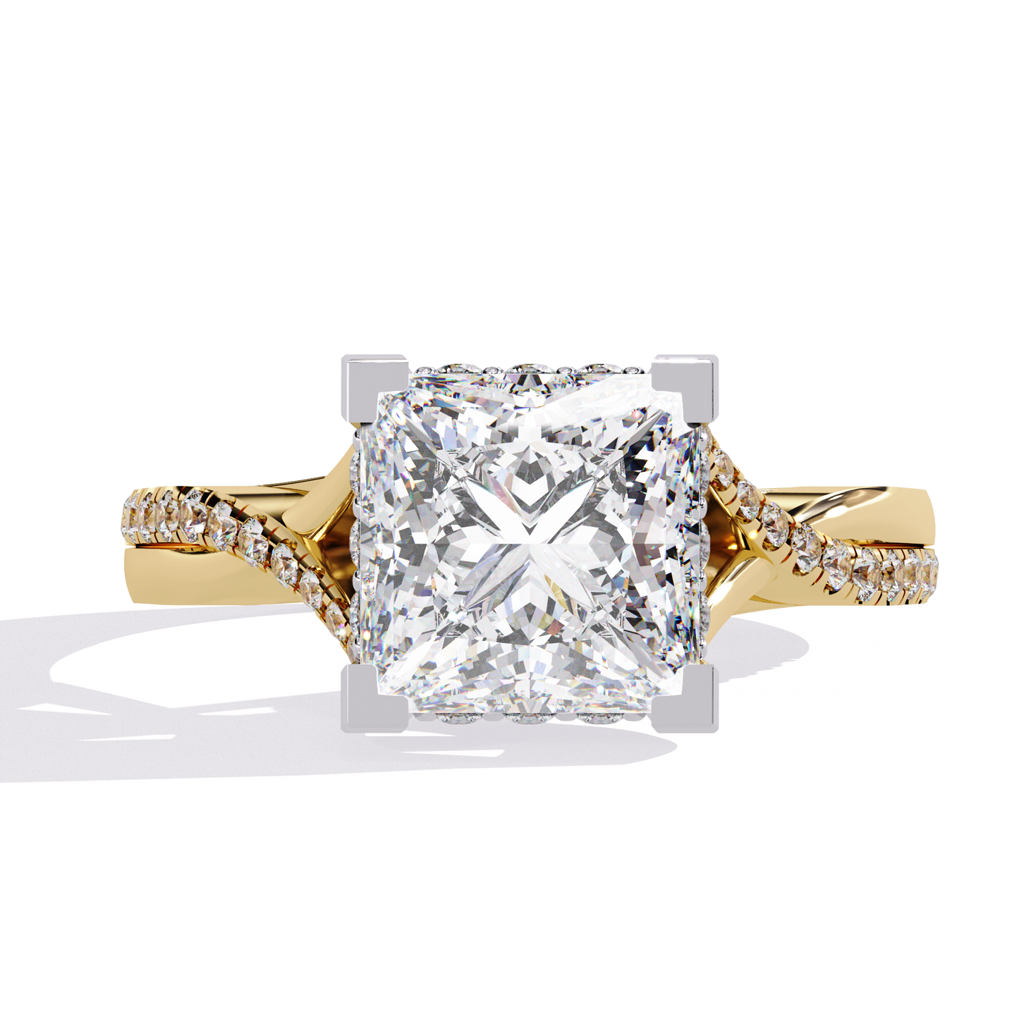 radiant twist lab grown diamond ring