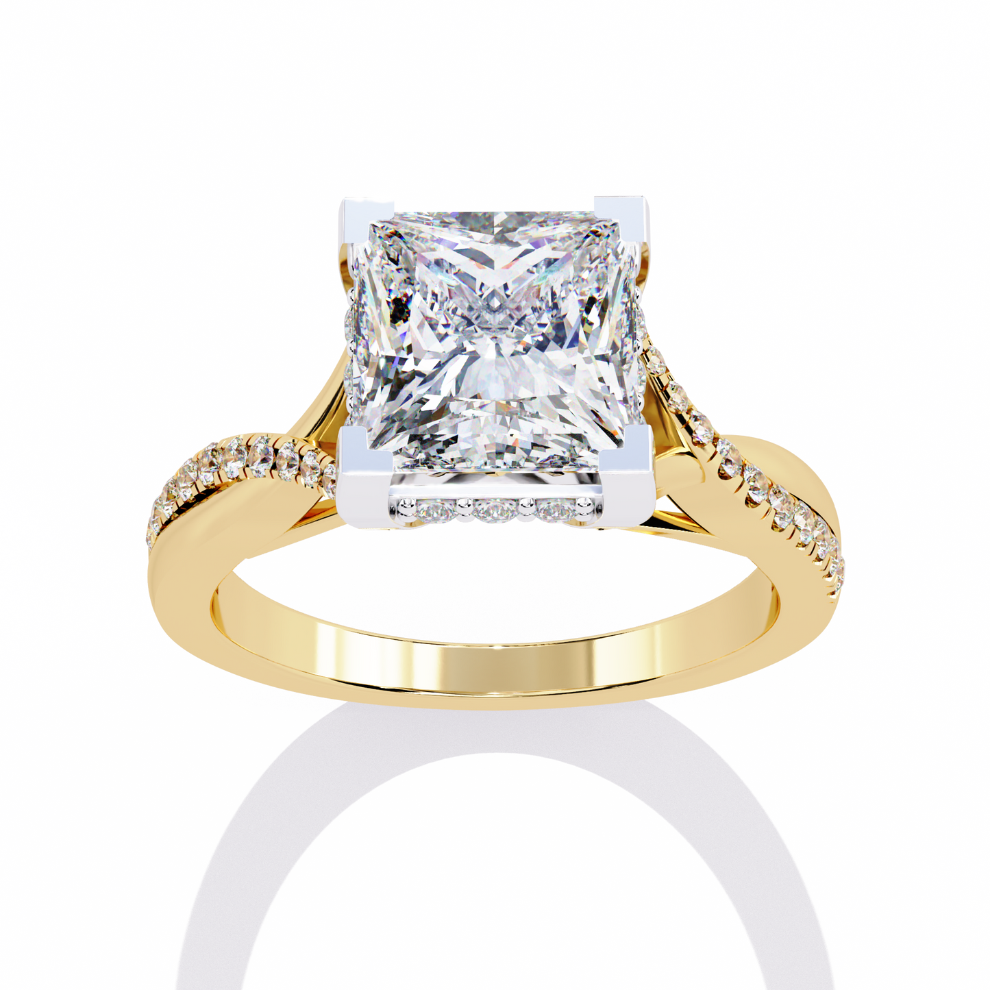 radiant twist lab grown diamond ring