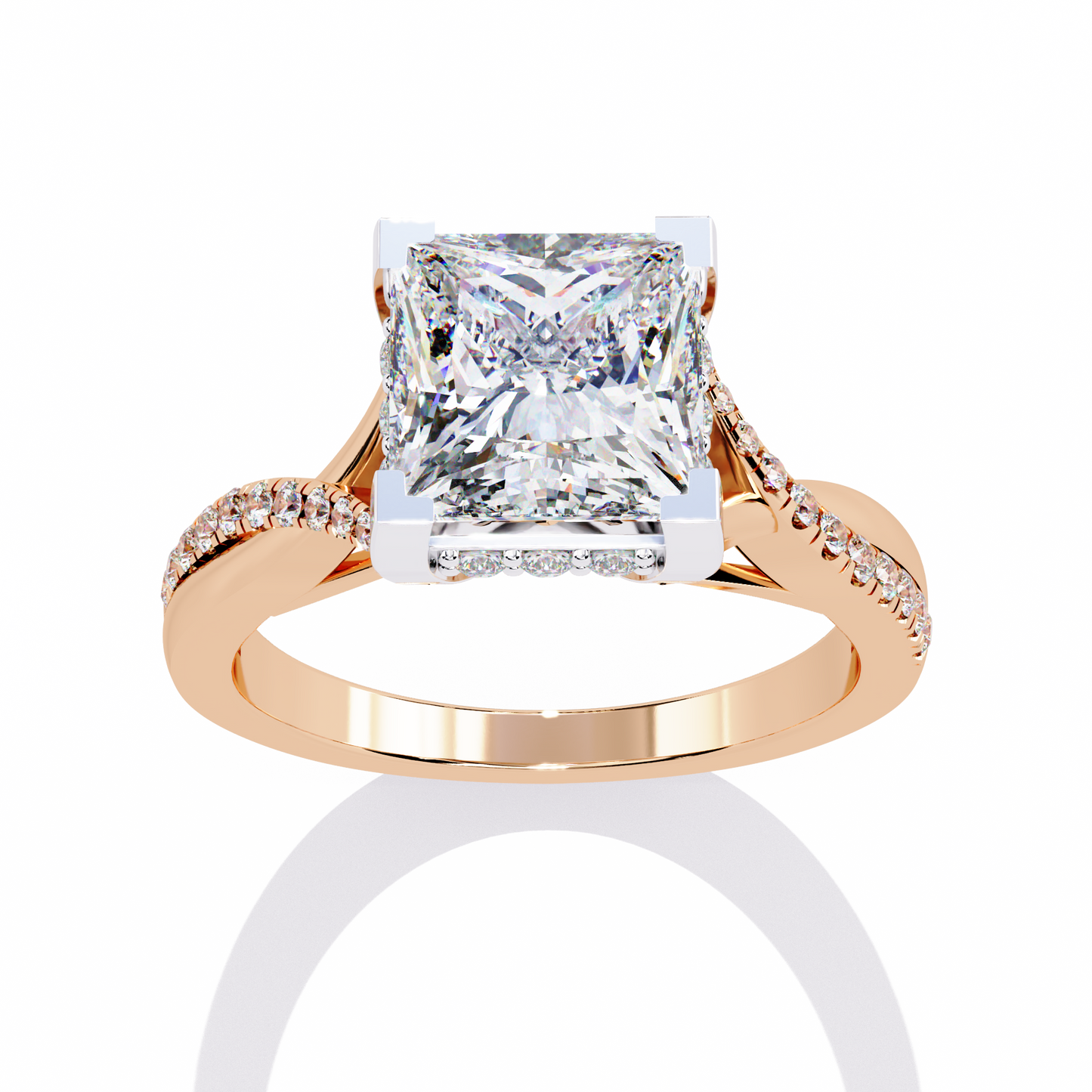 radiant twist lab grown diamond ring